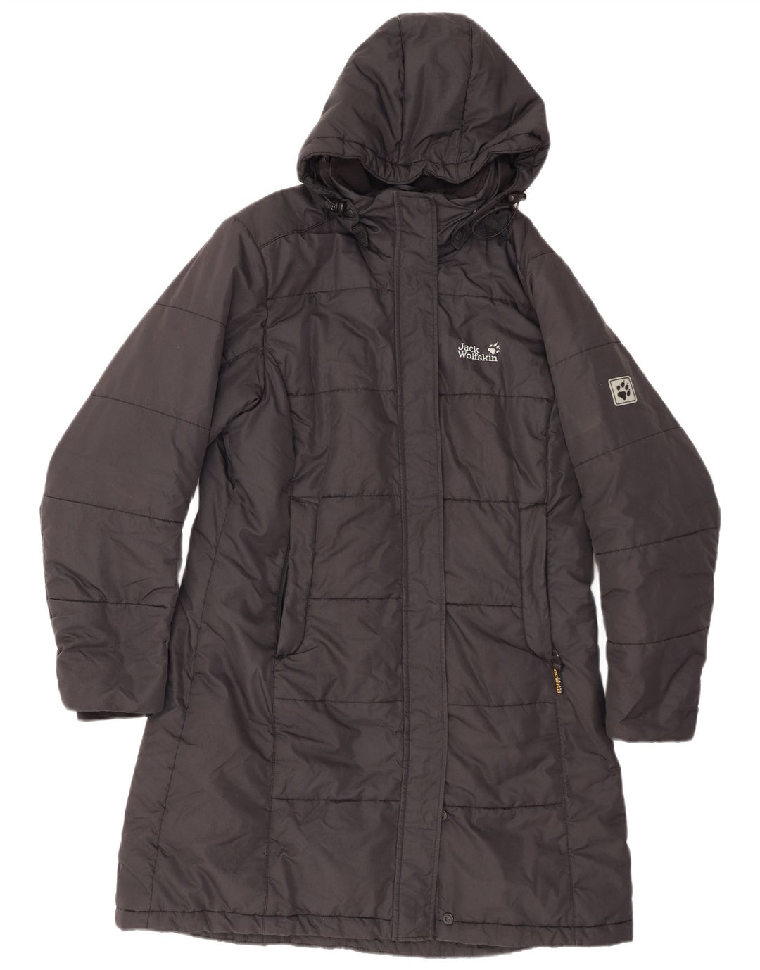 JACK WOLFSKIN Wattierter Damenmantel mit Kapuze, UK 16, Größe L, Schwarz, Polyester