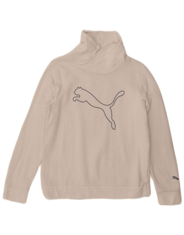 Puma Damen Grafik-Sweatshirt-Pullover UK 14 Mittelweiße Baumwolle