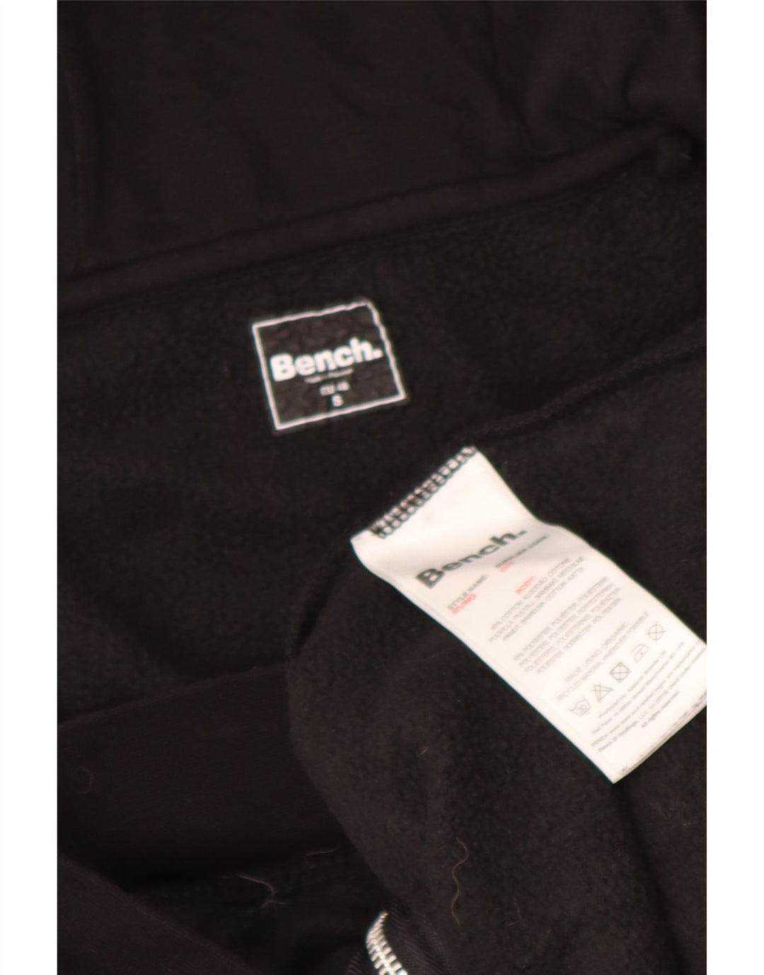 BENCH Mens Zip Hoodie Sweater Small Black