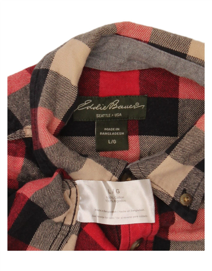 EDDIE BAUER Herren-Flanellhemd, groß, rot kariert, Baumwolle