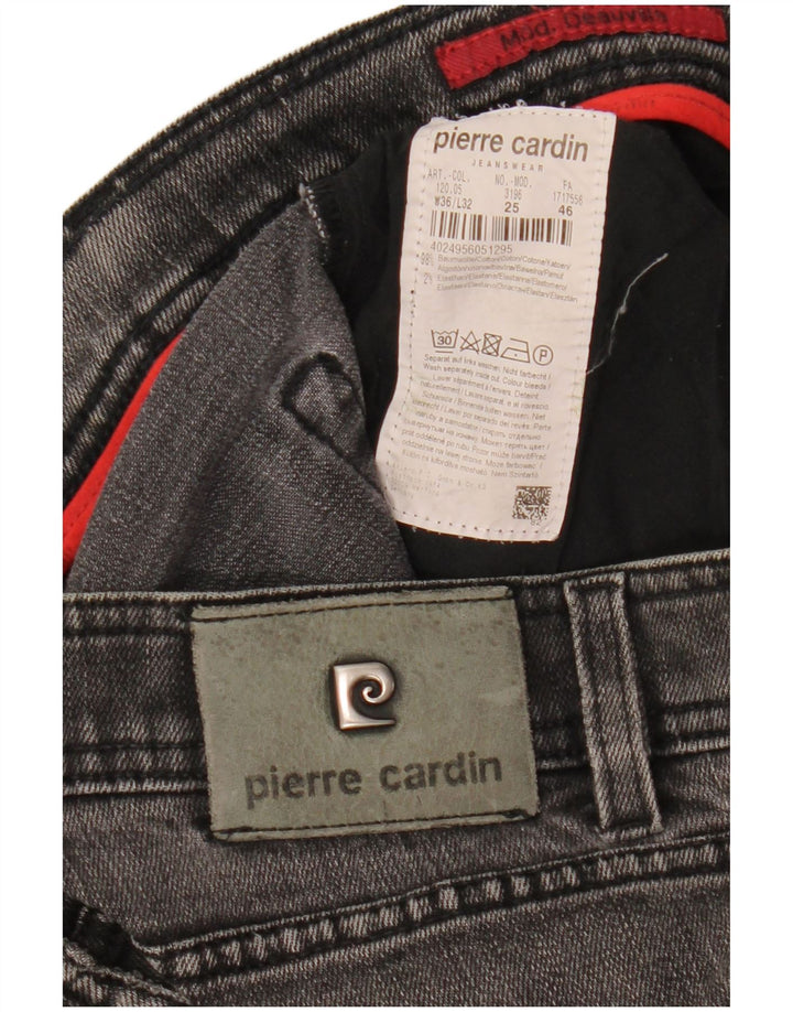 PIERRE CARDIN Herren Straight Jeans W36 L32 Graue Baumwolle
