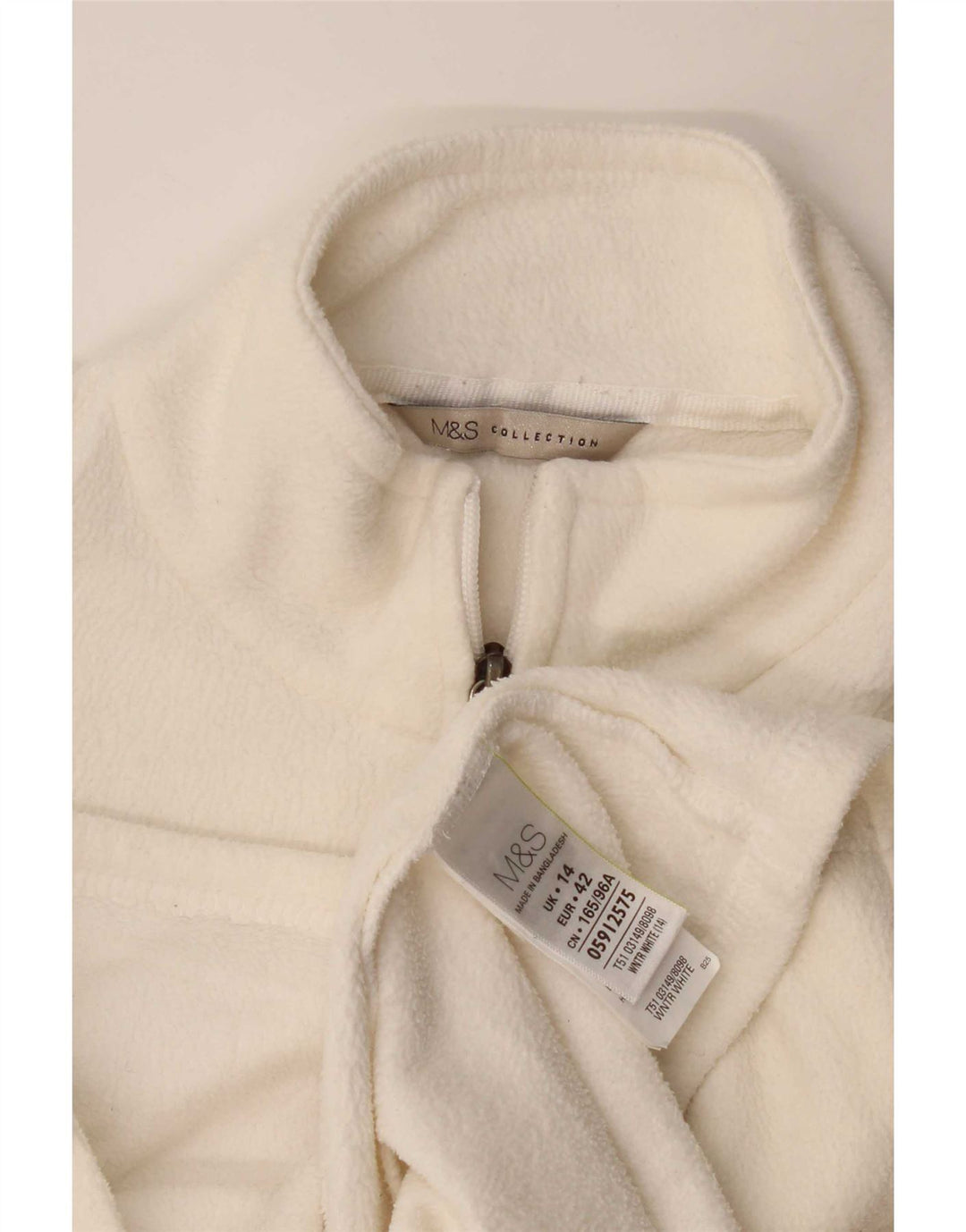 Marks & Spencer Damen Fleecejacke UK 14 Large Weiß Polyester