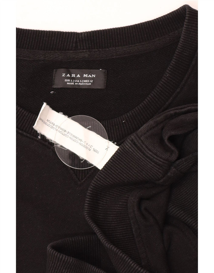 Zara Herren-Sweatshirt-Pullover, große schwarze Baumwolle