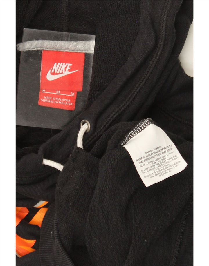 NIKE Womens Graphic Hoodie Pullover UK 14 Mittelschwarze Baumwolle