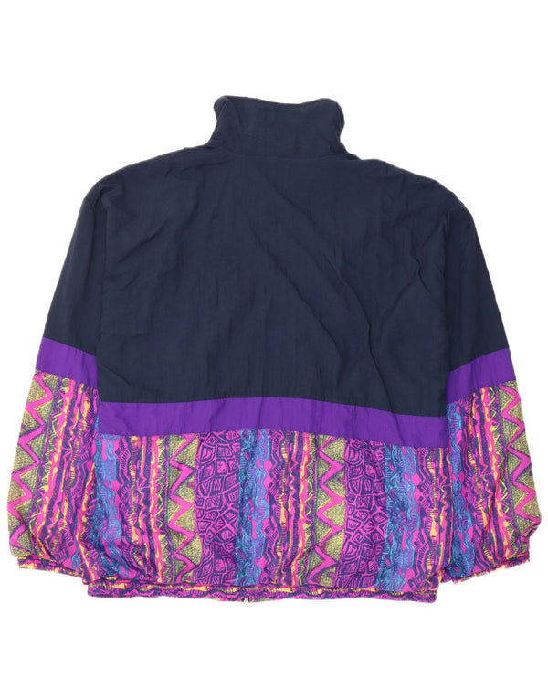 VINTAGE Herren-Trainingsanzug-Oberjacke UK 46/48 XL Marineblaues Colourblock-Nylon