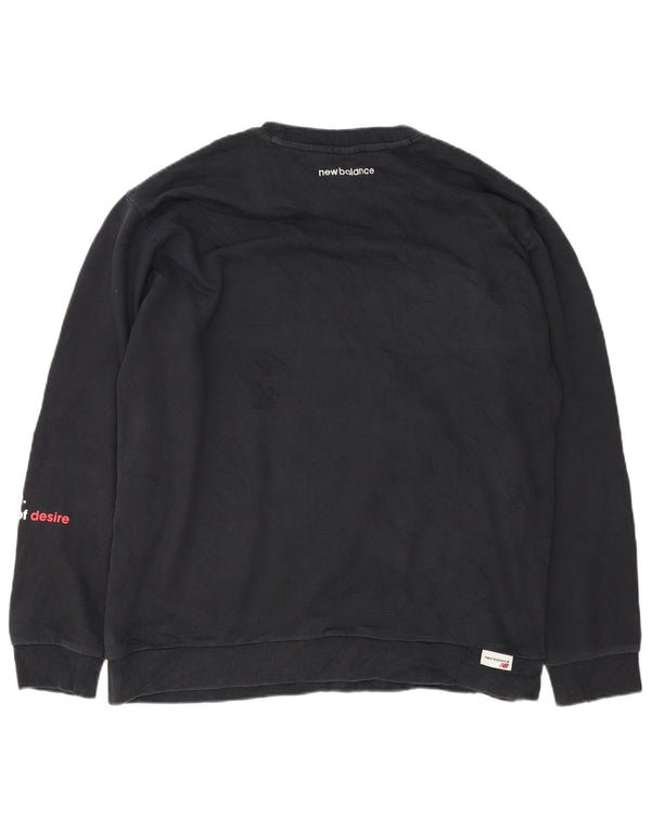 New Balance Herren-Sweatshirt mit Grafik, 2XL, schwarze Baumwolle