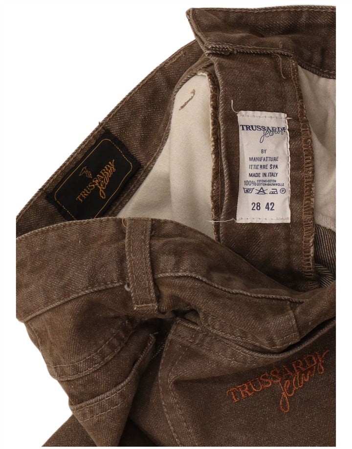 Trussardi Damen Tapered Jeans W28 L30 Braune Baumwolle