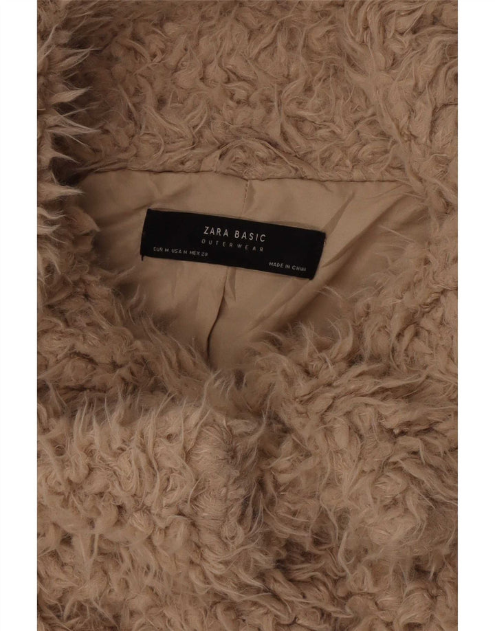 Zara Damen Teddybär Bomberjacke UK 14 Medium Beige