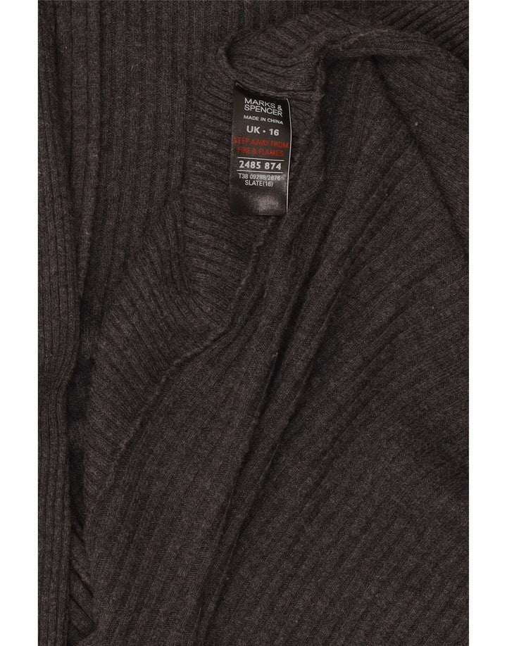 Marks & Spencer Damen Longline Open Cardigan Pullover UK 16 Large Grau