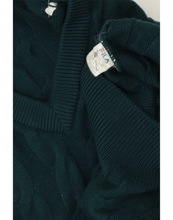 Fila Herren-Pullover mit V-Ausschnitt, IT 52, große grüne Schurwolle