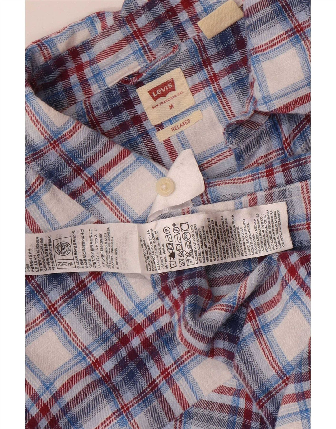 Levi's Herren-Flanellhemd aus mittelblau karierter Baumwolle