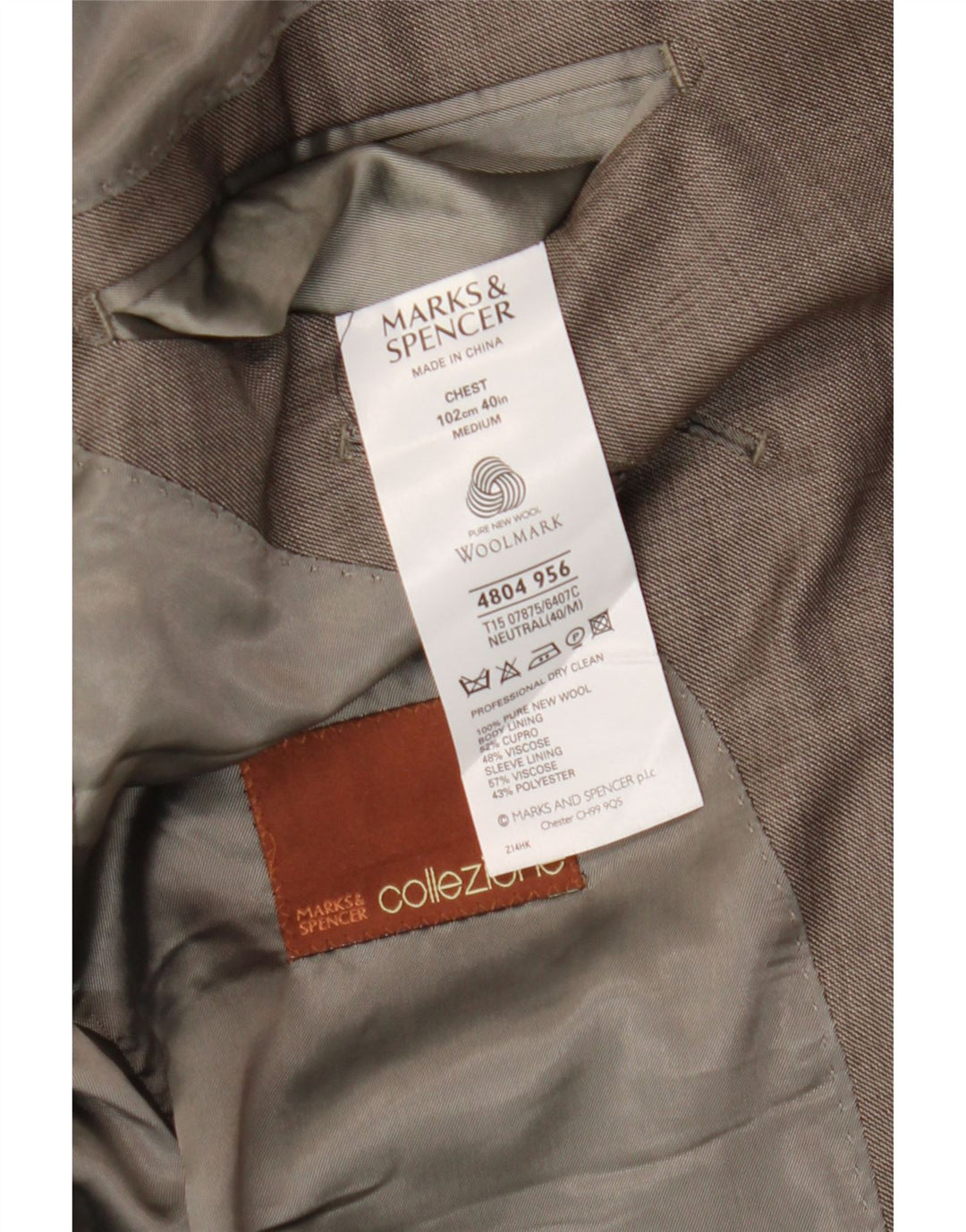 Marks & Spencer Herren-Blazer mit 2 Knöpfen, UK 40, mittelbraune Schurwolle