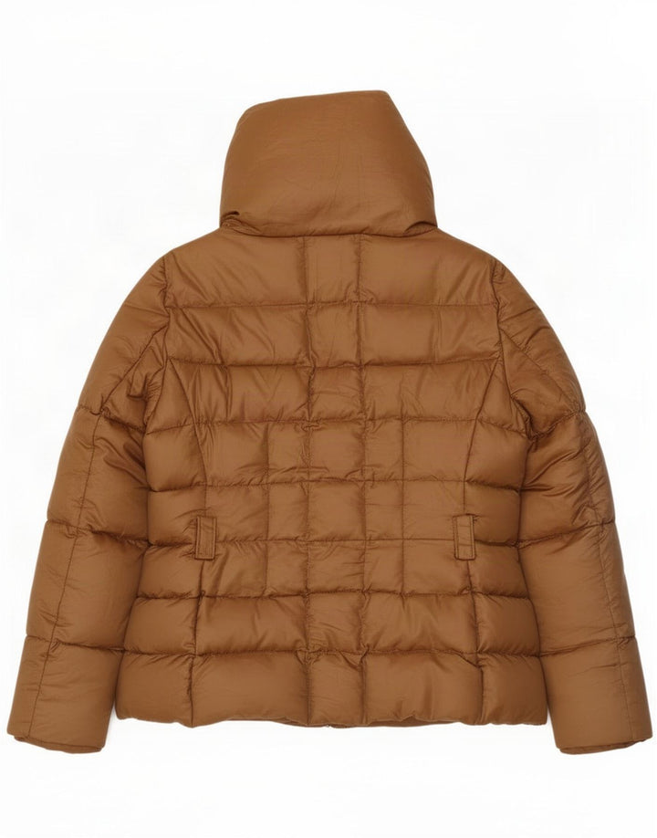 Zara Damen Wattierte Jacke UK 18 XL Braunes Nylon