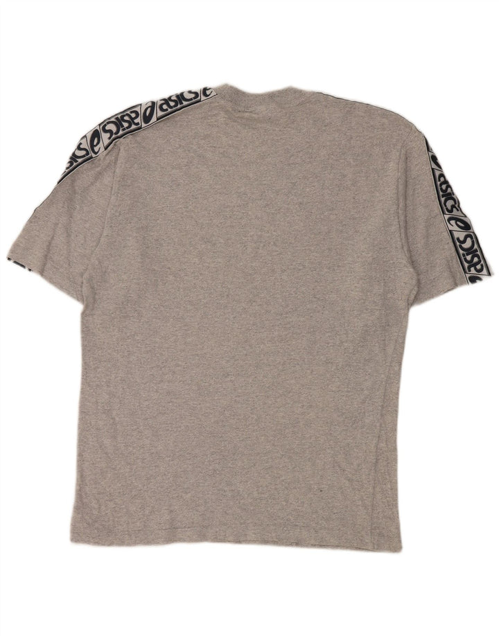 Asics Herren Grafik-T-Shirt-Oberteil aus mittelgrauer Colourblock-Baumwolle