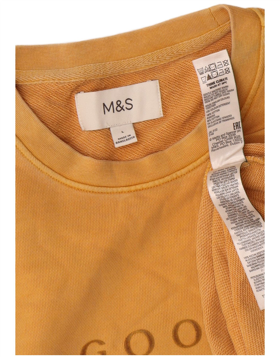 Marks & Spencer Herren-Sweatshirt mit Grafik, groß, aus Baumwolle, Gelb