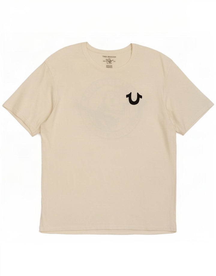 True Religion Herren-T-Shirt mit Grafik, XL, weiße Baumwolle