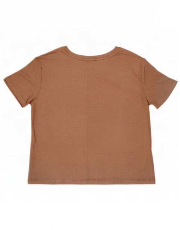 Marks & Spencer Damen T-Shirt Top UK 14 Mittelbeige Viskose