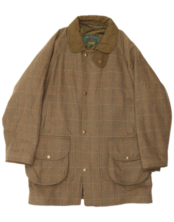 CHRYSALIS Herren-Utility-Jacke UK 40 Large Khaki Herringbone Wool Classic