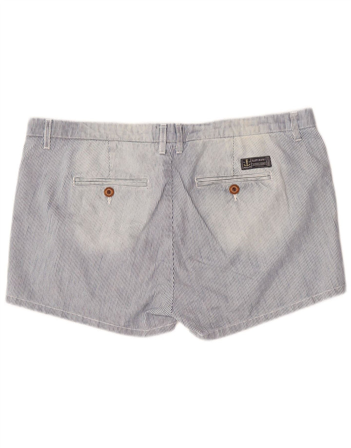 SUPERDRY Damen-Freizeitshorts XL W40 Blaue Nadelstreifen-Baumwolle