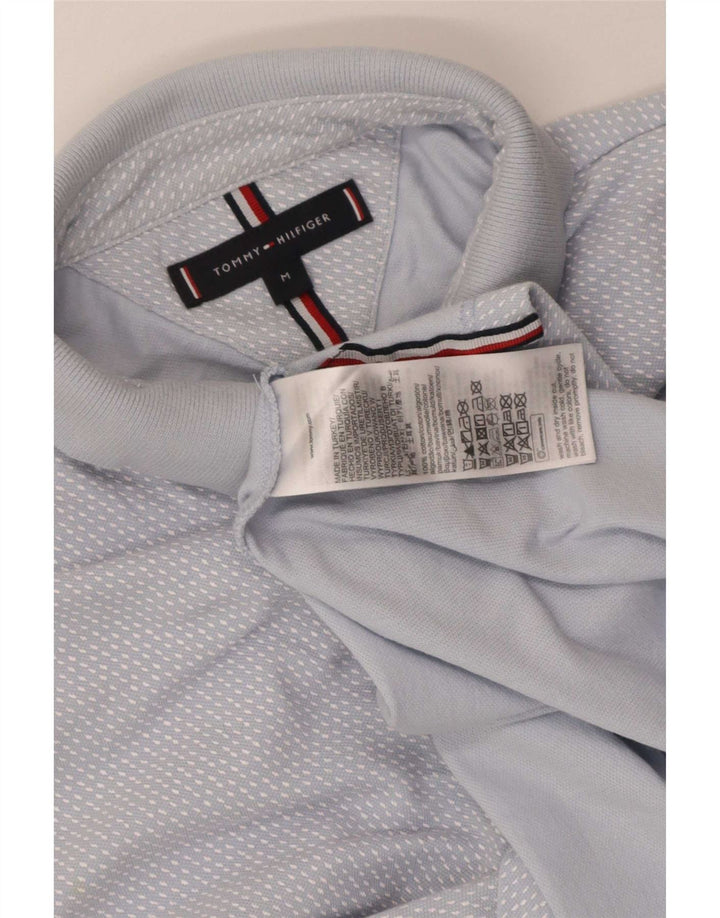 Tommy Hilfiger Herren-Poloshirt aus mittelblau gepunkteter Baumwolle
