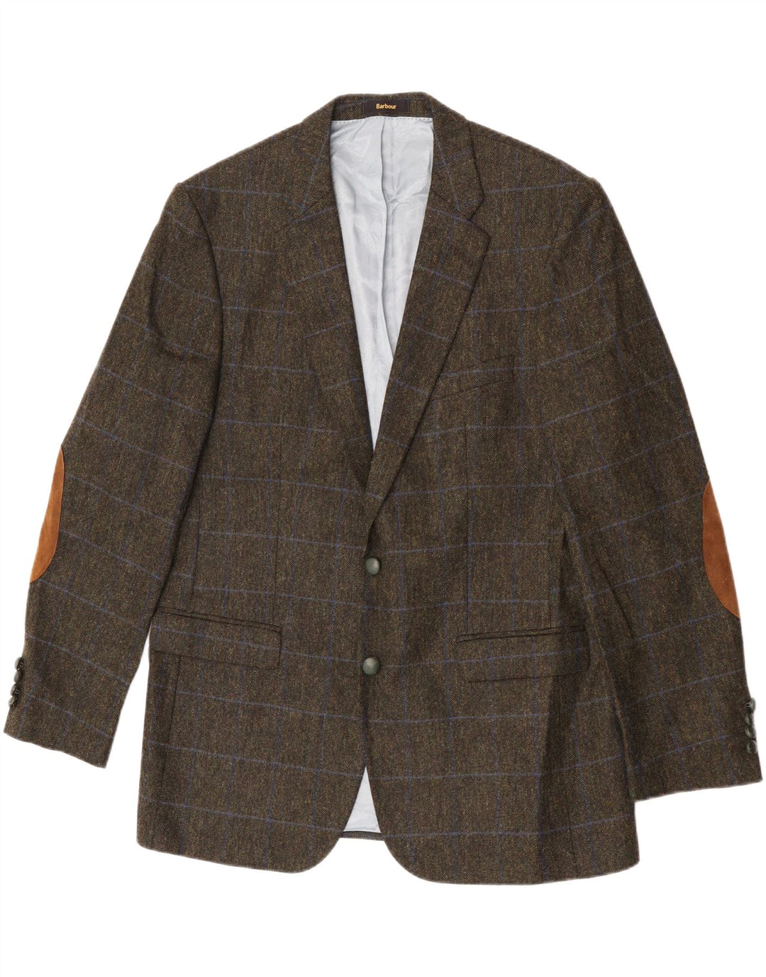 Barbour Herren-Blazer mit 2 Knöpfen, UK 44, große grün karierte Wolle