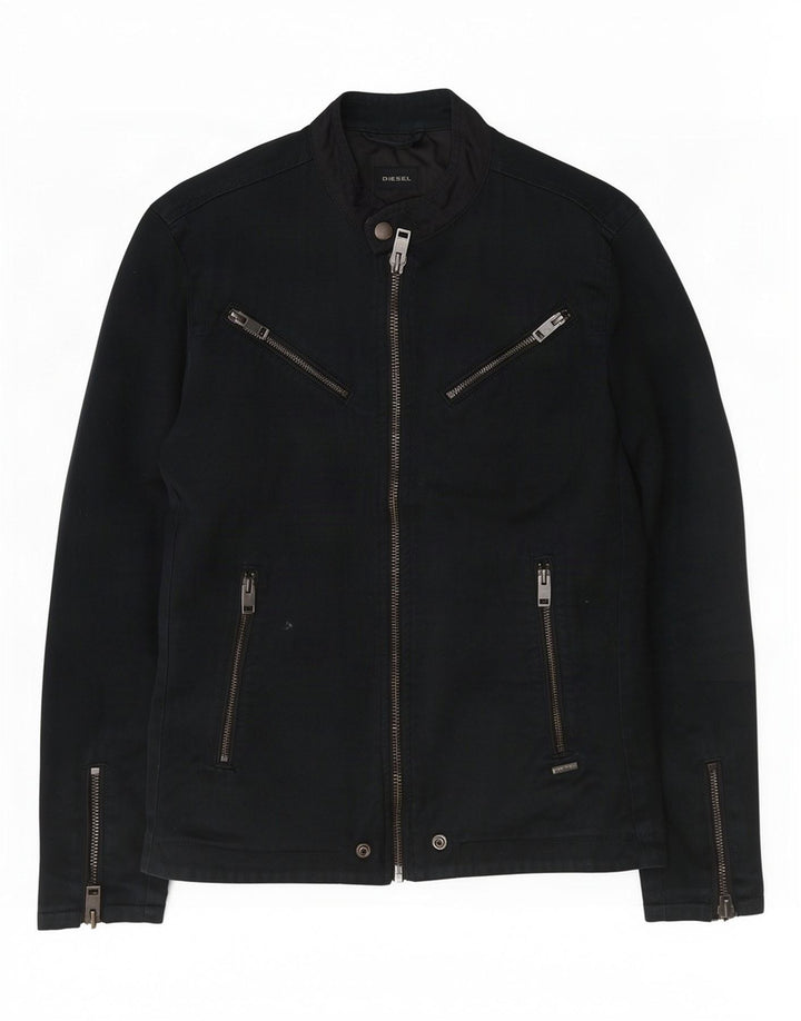 Diesel Herren Bikerjacke UK 36 Small Marineblau Baumwolle