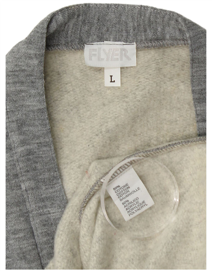 VINTAGE Herren-Cardigan-Pullover, große graue Baumwolle