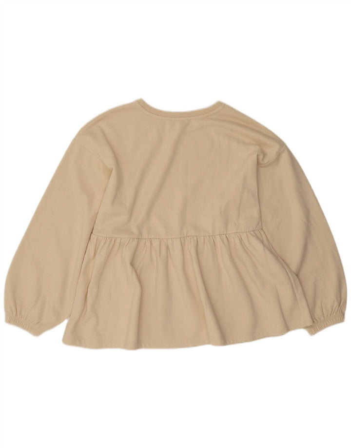 Zara Damen-Sweatshirt-Pullover UK 14 Mittelweiße Baumwolle