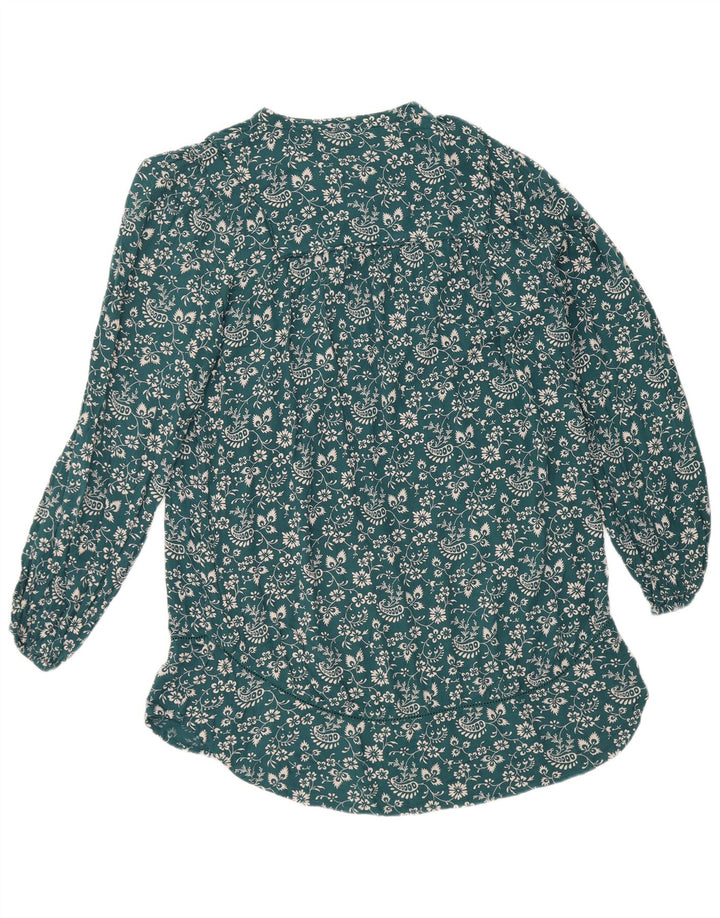 Fat Face Damen-Basic-Kleid UK 12 Mittelblaue Viskose mit Blumenmuster