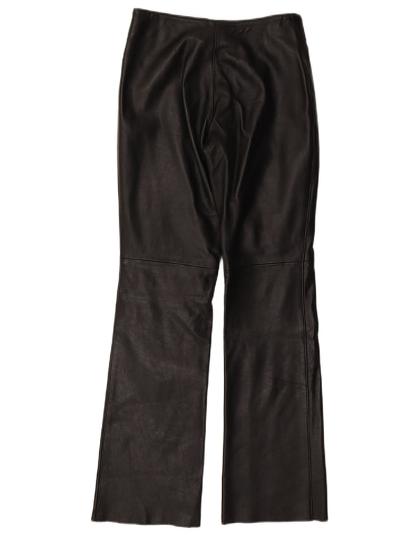 VINTAGE Damen Lederhose UK 10 Small W27 L31 Schwarz