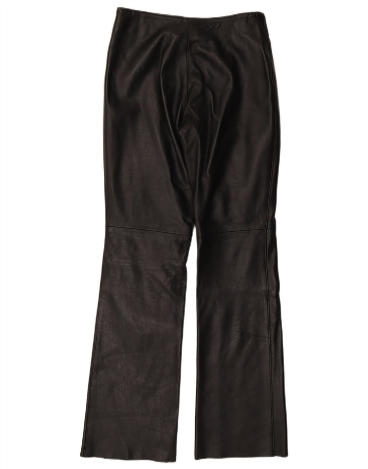 VINTAGE Damen Lederhose UK 10 Small W27 L31 Schwarz