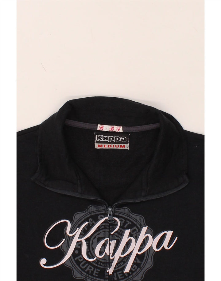 KAPPA Womens Graphic Tracksuit Top Jacket UK 14 Medium Navy Blue Cotton Vintage Kappa and Second-Hand Kappa from Messina Hembry 