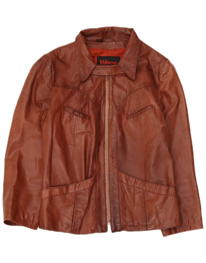 Wilsons Damen Lederjacke IT 44 Mittelbraunes Leder