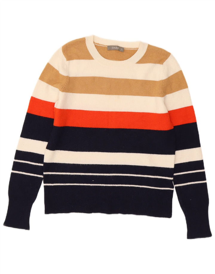 Oasis Damen-Pullover mit Rundhalsausschnitt, Größe M, mehrfarbig, gestreift, UK 12
