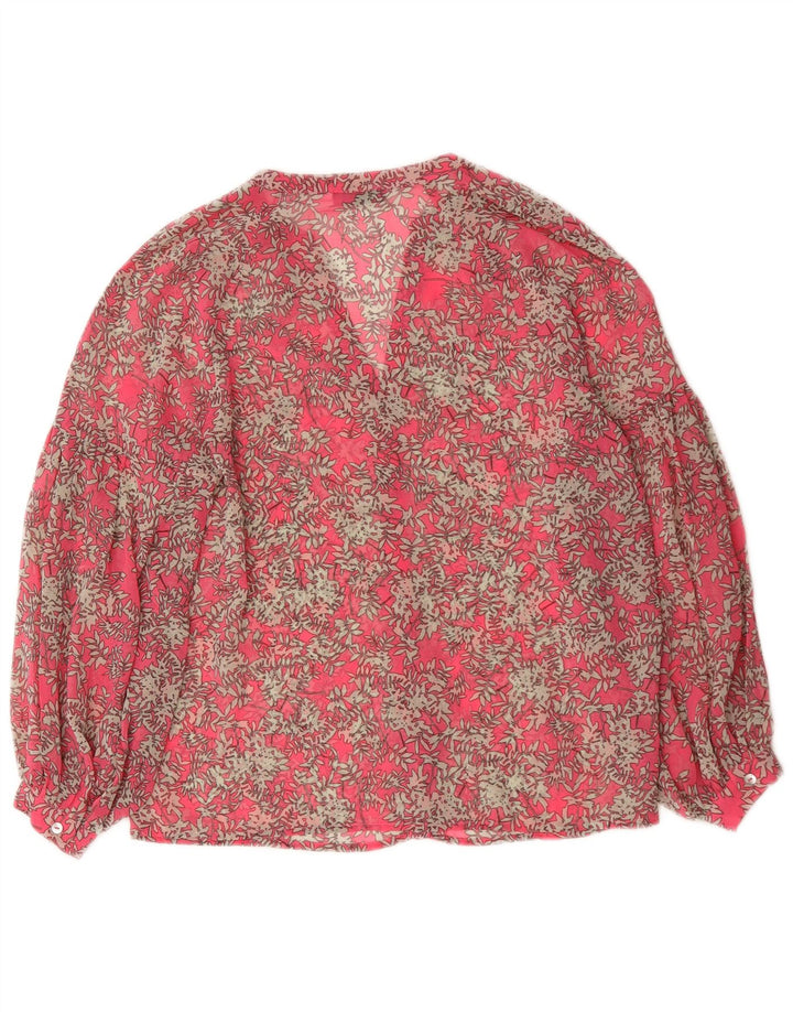MINT VELVET Durchsichtiges Damen-Blusenoberteil UK 12 Mittelrosa Blumenmuster