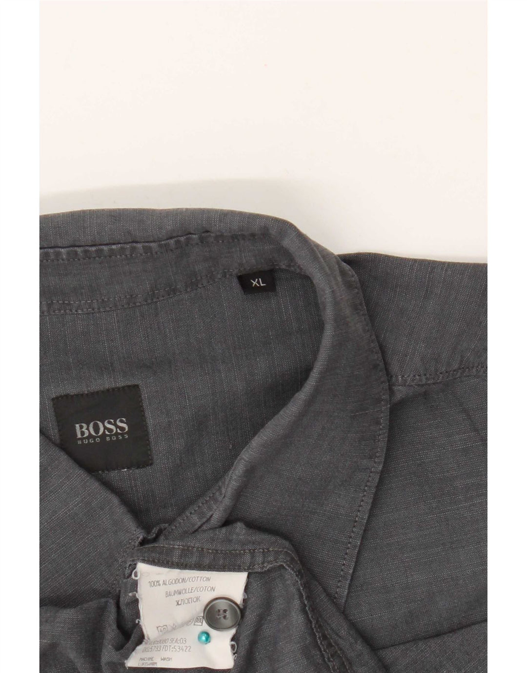 Hugo Boss Herren Kurzarmhemd XL Grau Baumwolle