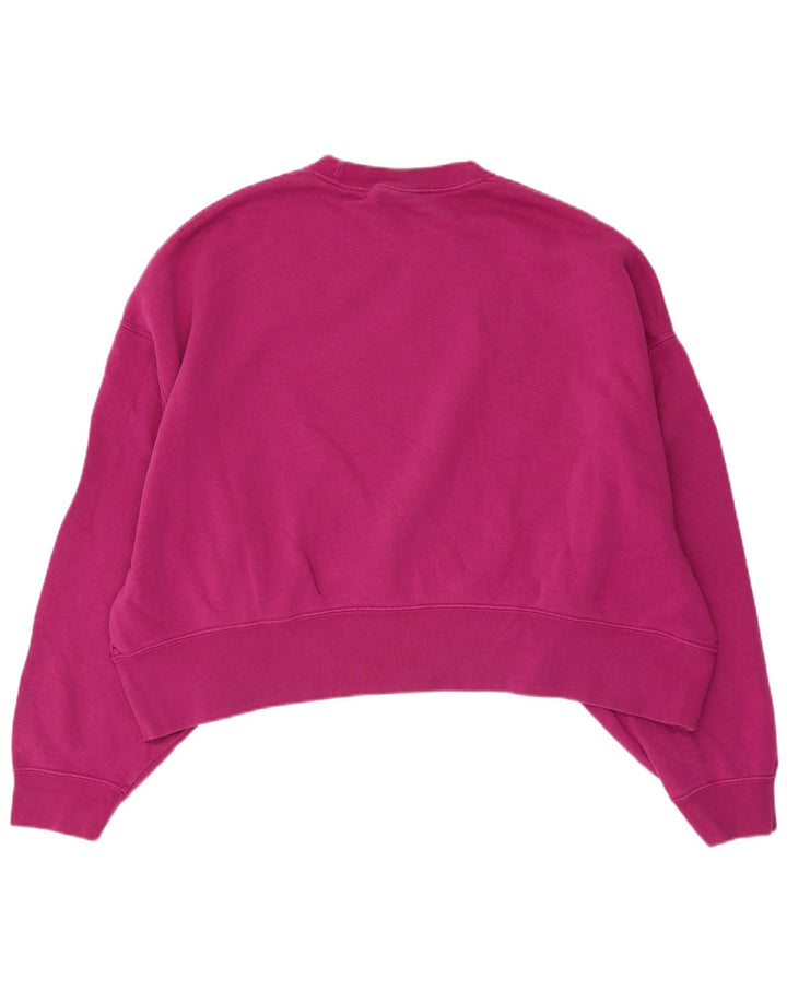 NIKE Womens Crop Oversized Sweatshirt Pullover UK 14 Mittelrosa Baumwolle