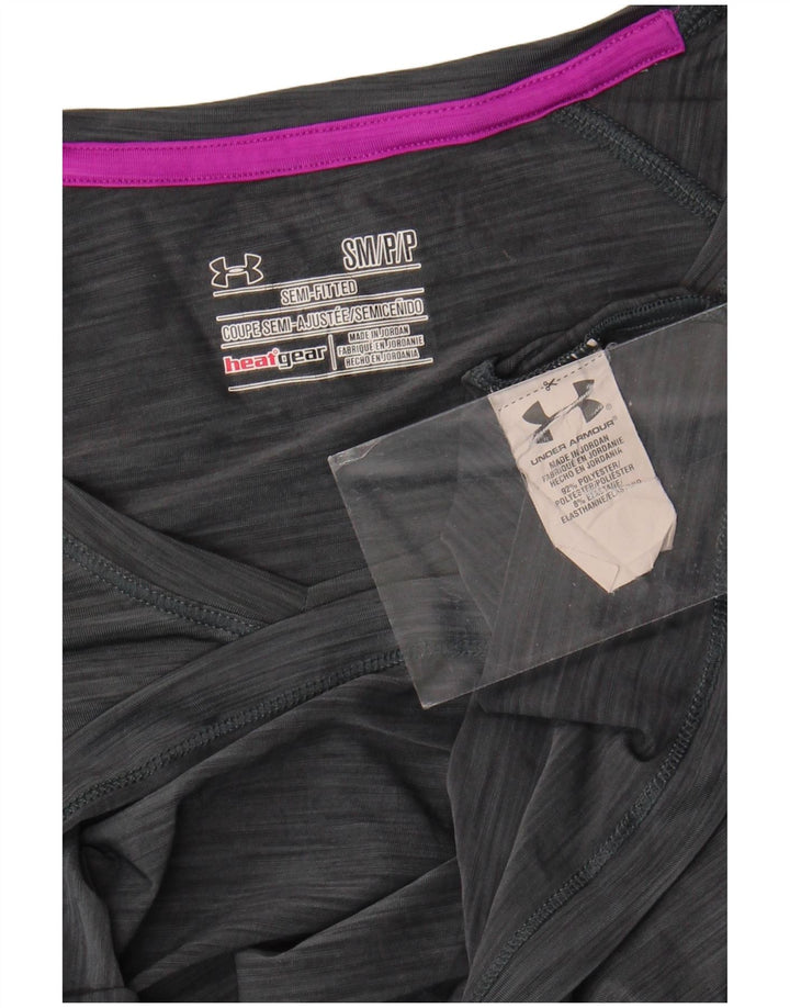 Under Armour Damen Heat Gear T-Shirt Top UK 10 Small Grau Polyester