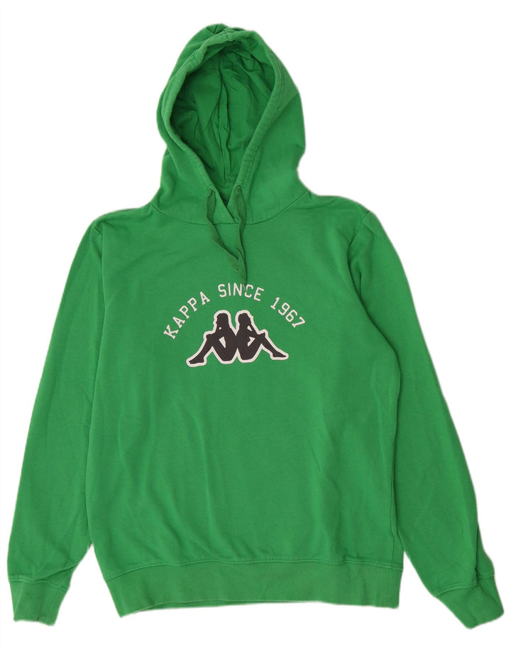 Kappa Herren Graphic Hoodie Pullover Mittelgrüne Baumwolle