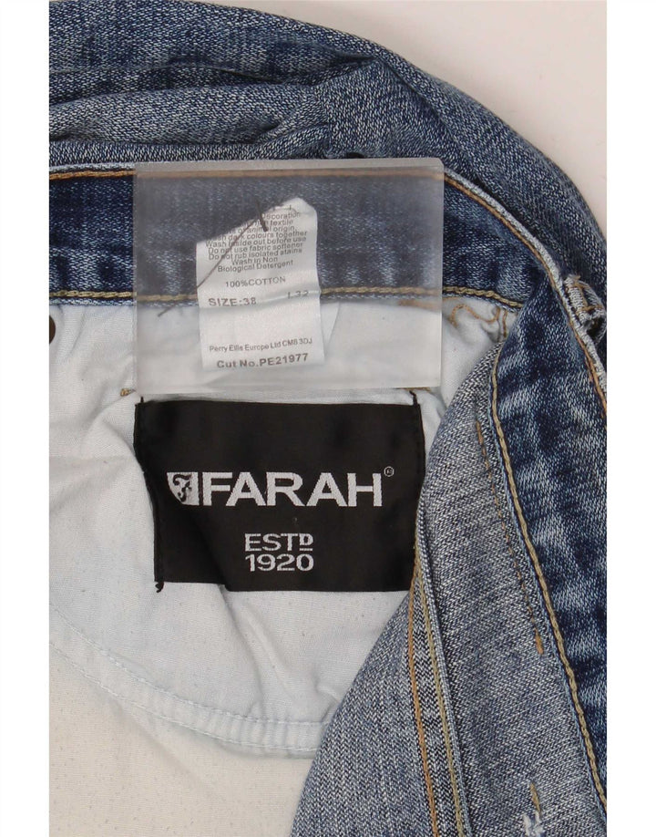 Farah Herren Straight Jeans W38 L32 Blaue Baumwolle