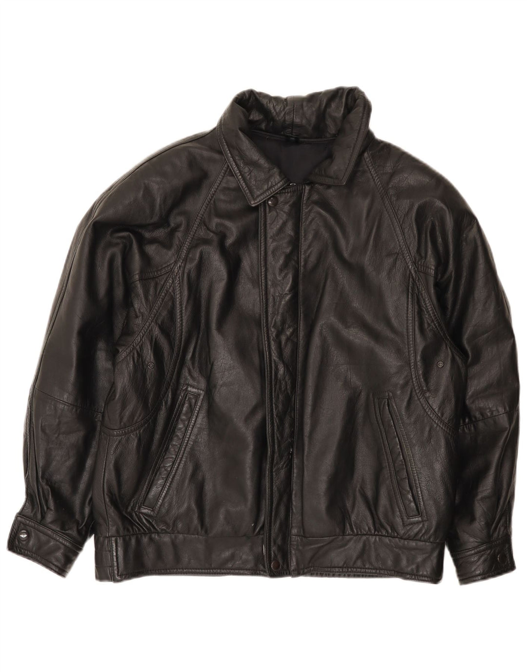 Vintage Herren Lederjacke IT 48 Medium Schwarz