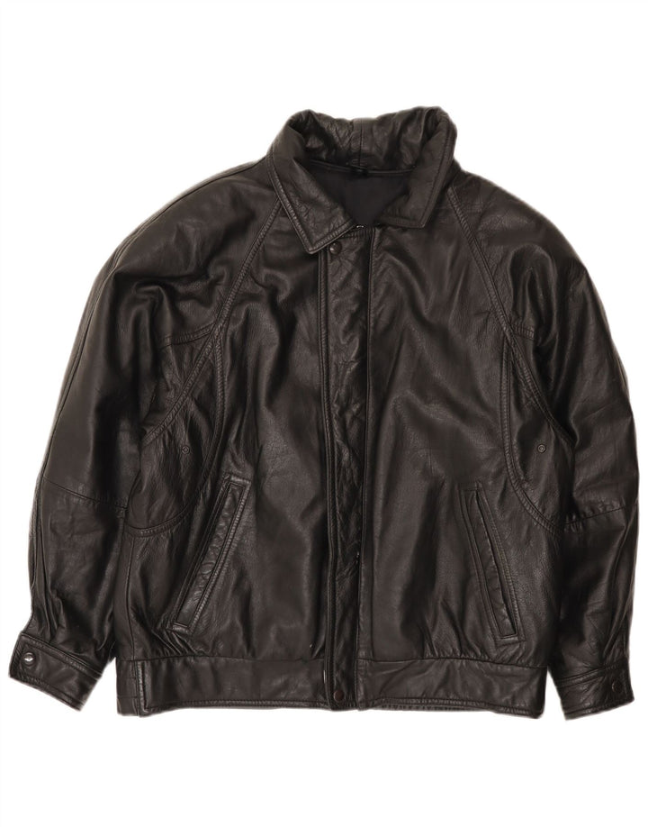 Vintage Herren Lederjacke IT 48 Medium Schwarz