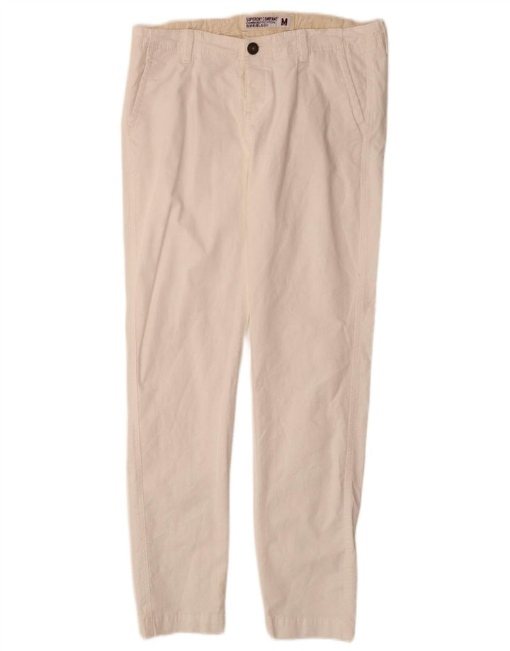 SUPERDRY Slim Chino-Hose für Damen, Größe M, B30, L30, weiße Baumwolle