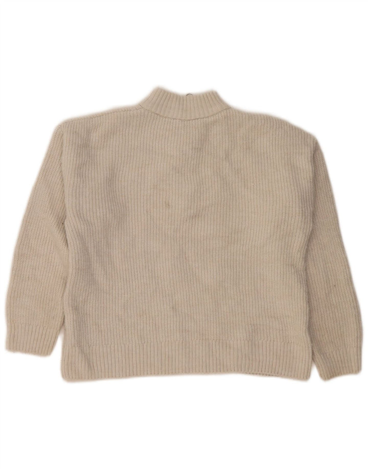 Marks & Spencer Damen-Pullover mit Reißverschluss am Hals, UK 14, Größe L, gebrochenes Weiß