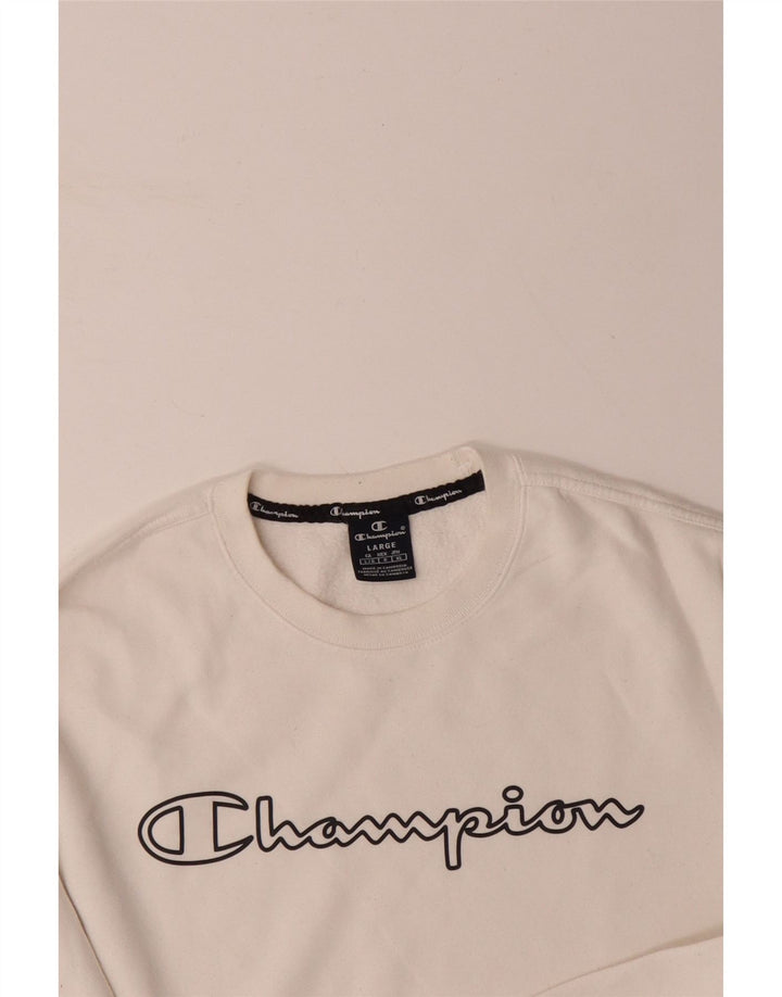 CHAMPION Herren-Sweatshirt mit Grafik, groß, aus weißer Baumwolle