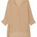 Zara Damen-Hemdkleid mit langen Ärmeln, übergroß, Gr. 10, Größe S, Beige, Polyester