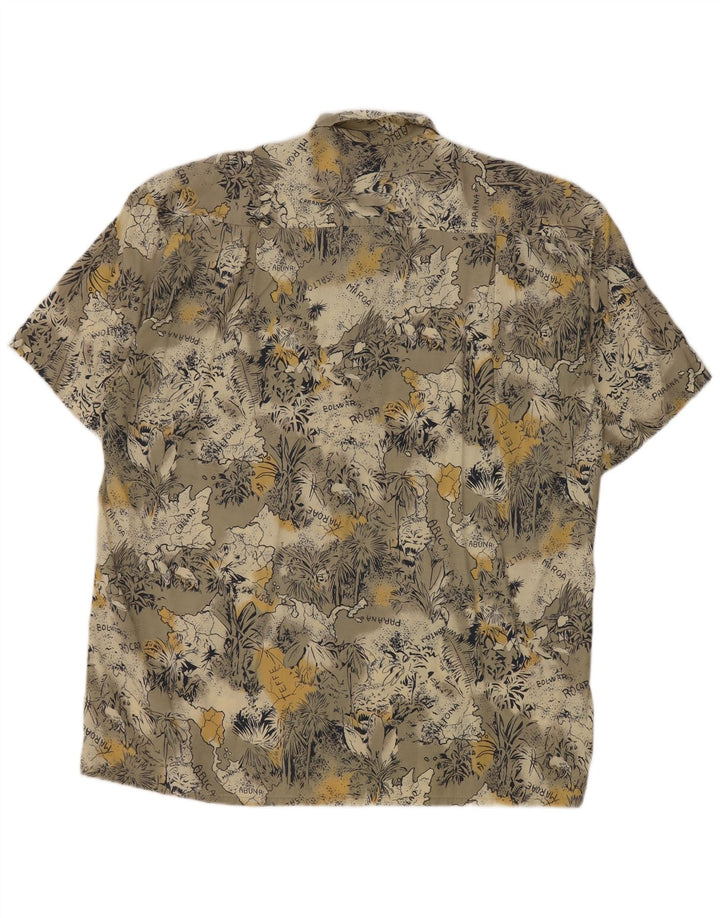 Vintage Herren-Kurzarmshirt mit abstraktem Muster, groß, grau