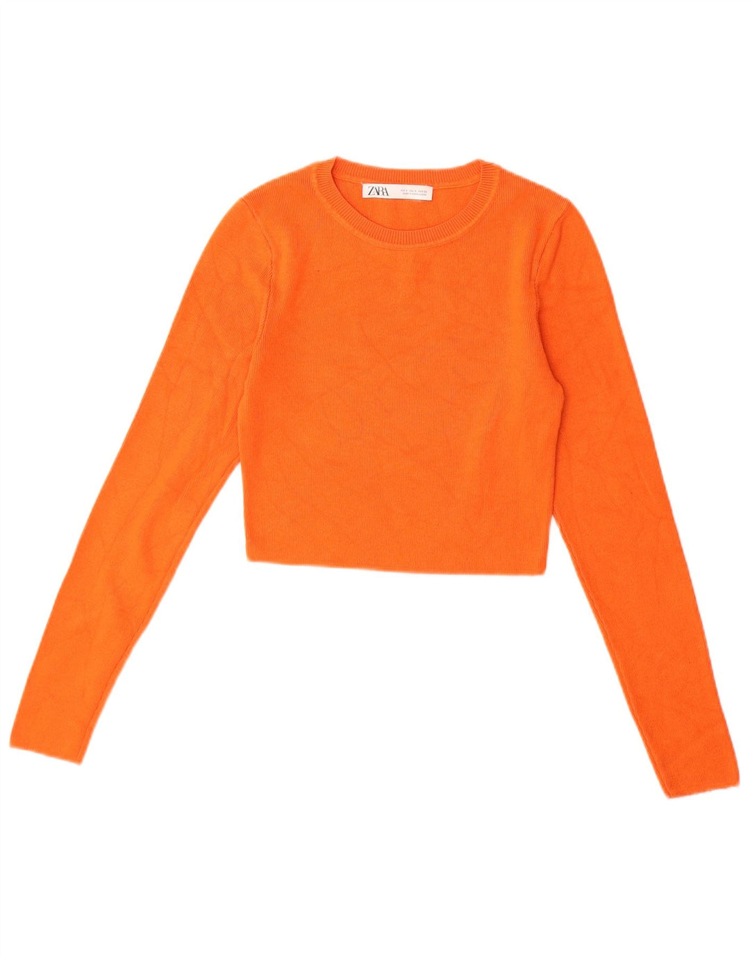 ZARA Damen Crop Pullover mit U-Boot-Ausschnitt, Gr. 8, Orange
