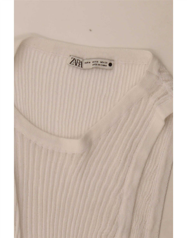 Zara Damen Weste Top UK 14 Medium Weiß