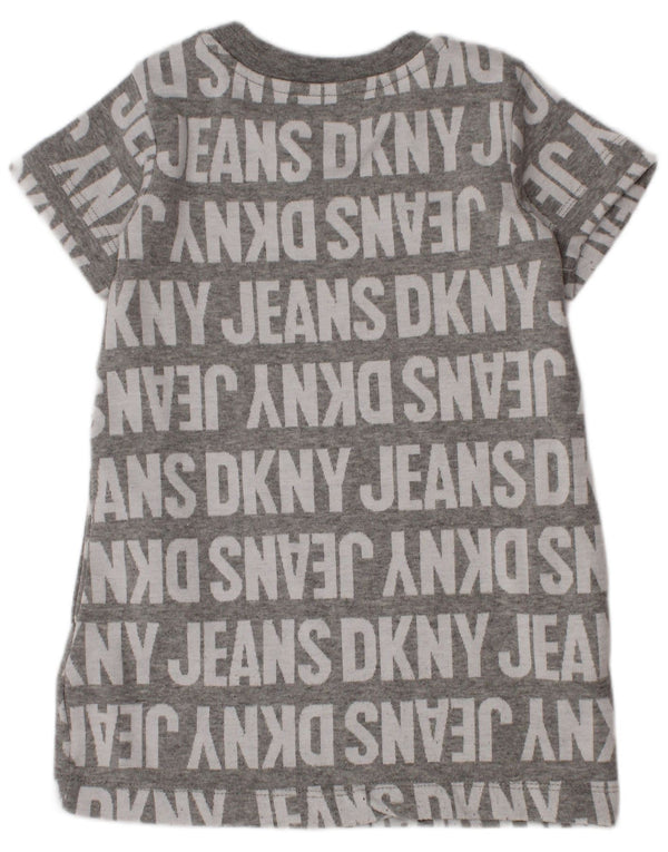 Dkny Mädchen-Sweatshirt-Pulloverkleid mit Grafik, 2–3 Jahre, graue Baumwolle
